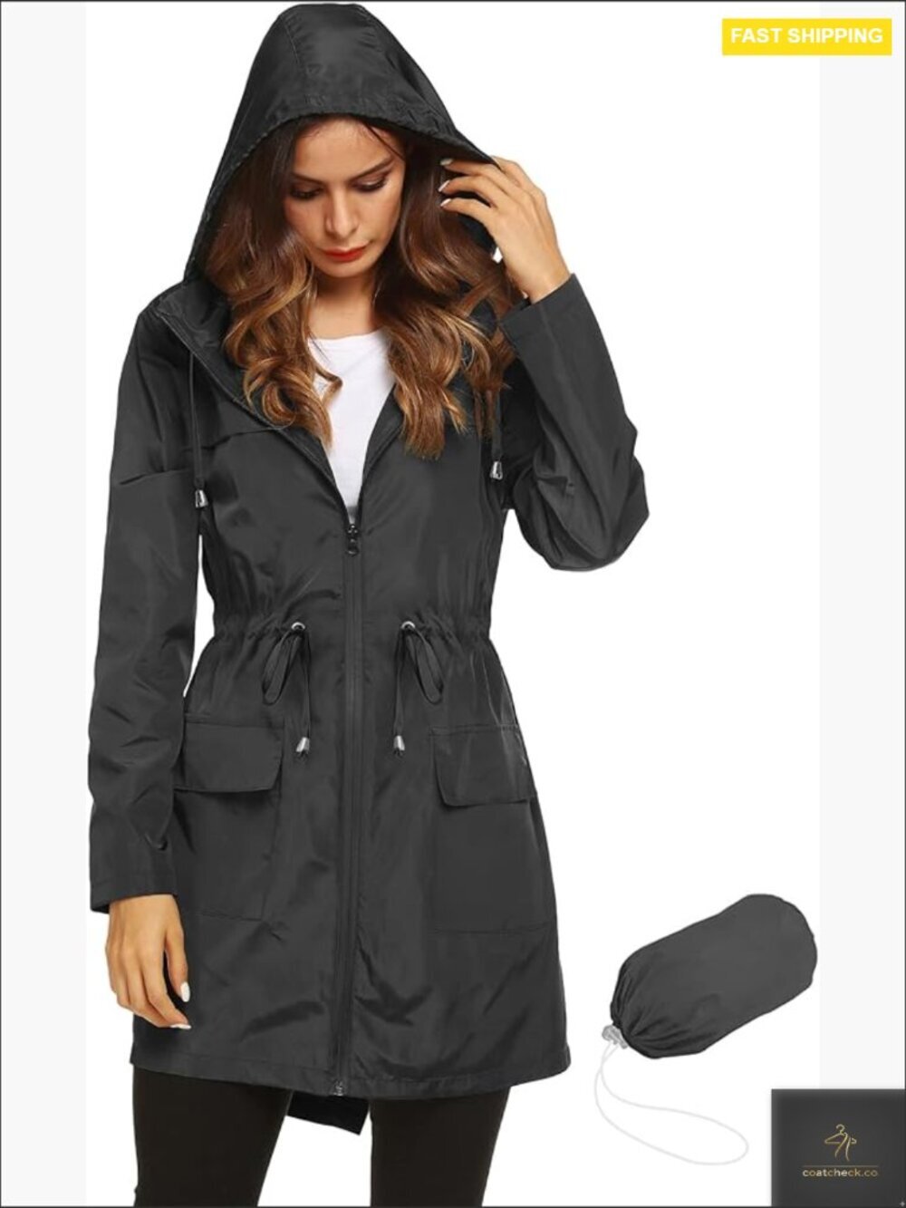 Lightweight Waterproof Rain Jacket Hooded Active Outdoor Parka Long Length